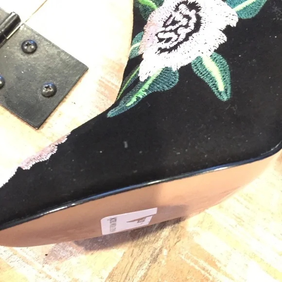 NEW Rebecca Minkoff Bryce Embroidered Booties 9.5 floral suede black pink green - Picture 5 of 8